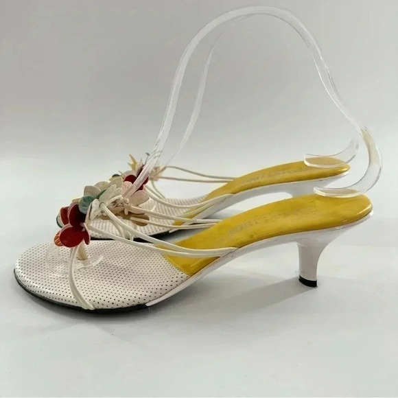 Sam & Libby kitten heels 6 Italian leather floral flip flop y2k barbiecore - Picture 5 of 13